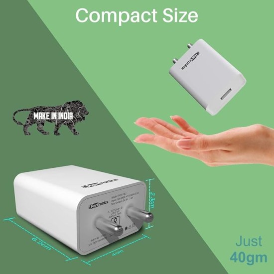 Portronics Adapto 62 POR-1062 USB Wall Adapter with 2.4A Fast Charging Single USB Port Without Cable for All iOS & Android Devices (White) Portronics Adapto 62 POR-1062 USB Wall Adapter with 2.4A Fast Charging Single USB Port Without Cable for All iOS & Android Devices (White)
