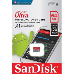 SanDisk Ultra microSD UHS-I Card 64GB, 120MB/s R SanDisk Ultra microSD UHS-I Card 64GB, 120MB/s R
