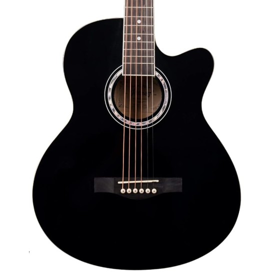 JUAREZ Arpeggio 99.06 cm (39 Inch) Acoustic Guitar Kit, Spruce Top, Rosewood Fretboard & Bridge, Truss Rod, Chrome Die Cast Machine Tuners, Black