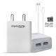 Portronics Adapto 66 2.4A 12w Dual USB Port 5V/2.4A Wall Charger,Comes with 1M Micro USB Cable, USB Wall Charger Adapter for iPhone 11/Xs/XS Max/XR/X/8/7/6/Plus(White)