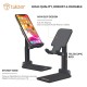 Tukzer Tabletop Fully Foldable Desktop Tablet Mobile Stand Holder with Angle & Height Adjustable for Desk, Cradle, Dock, Compatible with Smartphones & Tablets (Black)