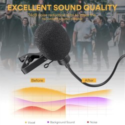 MAONO AU-103 Lavalier Omnidirectional Mobile Collar Mic with Noise Cancellation for YouTube Recording, The Condenser Microphone for PC, Singing, Vlogging, Gaming (Black) MAONO AU-103 Lavalier Omnidirectional Mobile Collar Mic with Noise Cancellation for YouTube Recording, The Condenser Microphone for PC, Singing, Vlogging, Gaming (Black)