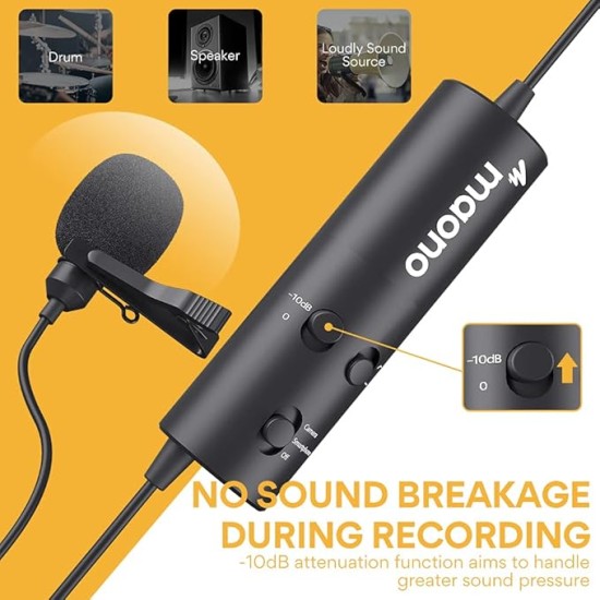 MAONO AU-103 Lavalier Omnidirectional Mobile Collar Mic with Noise Cancellation for YouTube Recording, The Condenser Microphone for PC, Singing, Vlogging, Gaming (Black)