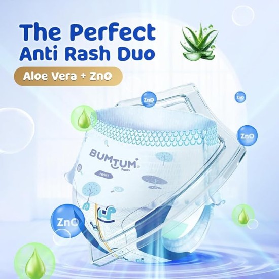 Bumtum Baby Diaper Pants, XL Size, 54 Count, Double Layer Leakage Protection Infused With Aloe Vera, Cottony Soft High Absorb Technology (Pack of 1) Bumtum Baby Diaper Pants, XL Size, 54 Count, Double Layer Leakage Protection Infused With Aloe Vera, Cottony Soft High Absorb Technology (Pack of 1)