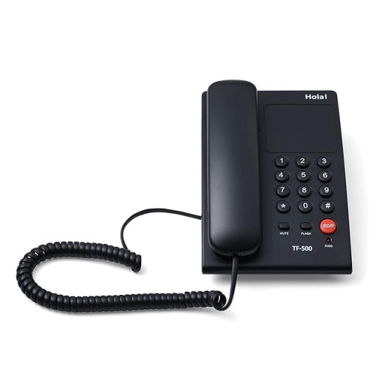 Hola ! TF-500 Basic Corded Landline Phone for intercom and EPABX Desk & Wall Mountable, Mute/Pause/Flash/Redial Function Hola ! TF-500 Basic Corded Landline Phone for intercom and EPABX Desk & Wall Mountable, Mute/Pause/Flash/Redial Function