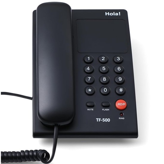 Hola ! TF-500 Basic Corded Landline Phone for intercom and EPABX Desk & Wall Mountable, Mute/Pause/Flash/Redial Function Hola ! TF-500 Basic Corded Landline Phone for intercom and EPABX Desk & Wall Mountable, Mute/Pause/Flash/Redial Function