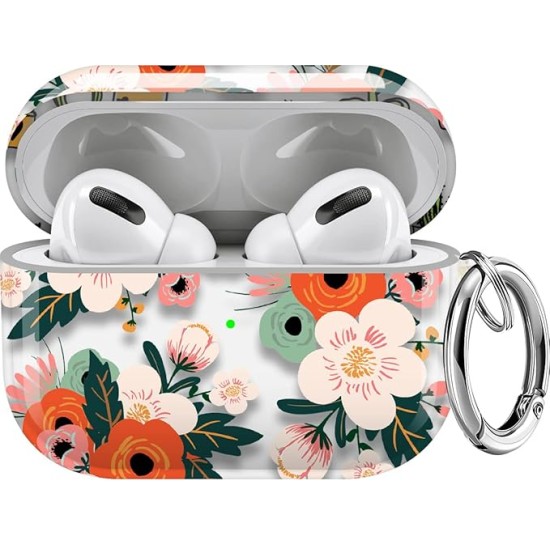 Maxjoy Compatible AirPods Pro Case Cover, Clear Cute Protective Case with Keychain Strap Hard Shockproof Floral Cover for Women Girls Men Compatible with Apple AirPods Pro 3 Charging Case, Flower Maxjoy Compatible AirPods Pro Case Cover, Clear Cute Protective Case with Keychain Strap Hard Shockproof Floral Cover for Women Girls Men Compatible with Apple AirPods Pro 3 Charging Case, Flower
