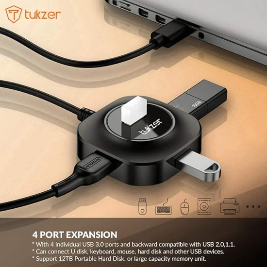 Tukzer USB C Hub Ultra-Slim USB-C Superspeed Adapter with 4 USB 3.0 Ports USB Type C Hub for All Laptops and More USB Type C Devices (TZ-U13 Black) Tukzer USB C Hub Ultra-Slim USB-C Superspeed Adapter with 4 USB 3.0 Ports USB Type C Hub for All Laptops and More USB Type C Devices (TZ-U13 Black)