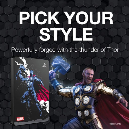 Seagate Game Drive for PS4 Marvel's Avengers LE - Thor 2TB External Hard Drive - USB 3.0, Metallic Gray, Officially Licensed Compatibility with PS4 (STGD2000305) Seagate Game Drive for PS4 Marvel's Avengers LE - Thor 2TB External Hard Drive - USB 3.0, Metallic Gray, Officially Licensed Compatibility with PS4 (STGD2000305)