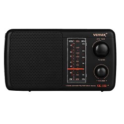 Vemax Base 3-Band (FM/AM/MW) Portable Radio (Black)