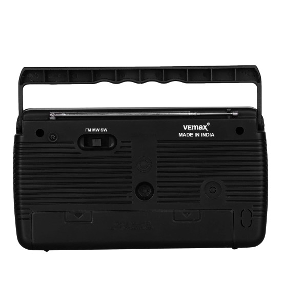 Vemax Base 3-Band (FM/AM/MW) Portable Radio (Black)