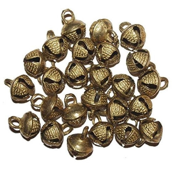 UAPAN Brass Ghungroo Ankle Bells Loose Beads (50 Nos), Gold