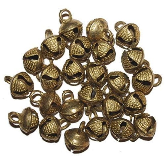 UAPAN Brass Ghungroo Ankle Bells Loose Beads (50 Nos), Gold