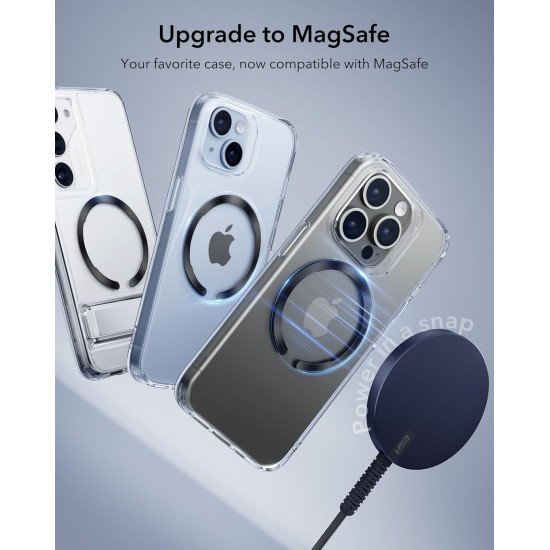 ESR Magnetic Ring 360, Compatible with MagSafe Sticker, Universal Magnetic Kit for iPhone 16/15/14/13/12/11/X Series, Galaxy Samsung and More, 2 Pack, MagSafe Accessories, Black and Silver ESR Magnetic Ring 360, Compatible with MagSafe Sticker, Universal Magnetic Kit for iPhone 16/15/14/13/12/11/X Series, Galaxy Samsung and More, 2 Pack, MagSafe Accessories, Black and Silver