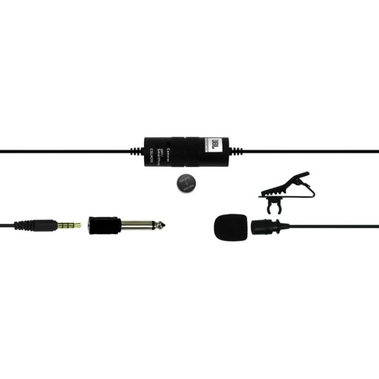 JBL Commercial CSLM20B Auxiliary Omnidirectional Lavalier Microphone With Battery For Content Creation, Voiceover/Dubbing, Recording (Black,Small)