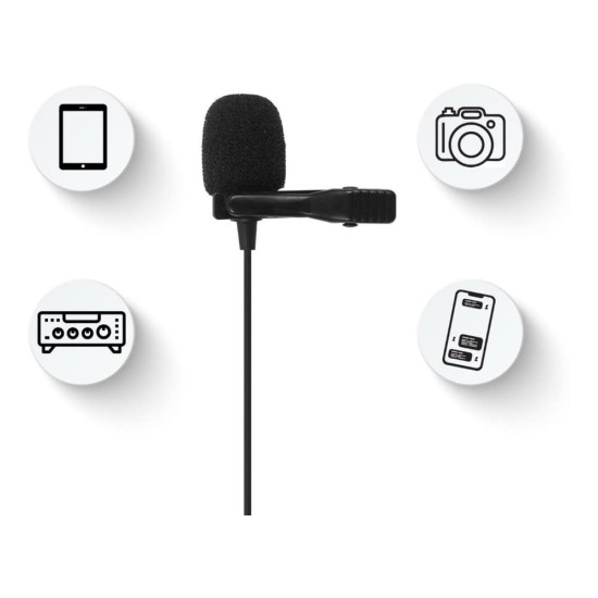 JBL Commercial CSLM20B Auxiliary Omnidirectional Lavalier Microphone With Battery For Content Creation, Voiceover/Dubbing, Recording (Black,Small)