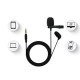 JBL Commercial CSLM20 Auxiliary Omnidirectional Lavalier Microphone, Earphone For calls, Video Conferences, And Monitoring, Black, Small