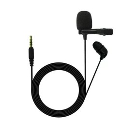 JBL Commercial CSLM20 Auxiliary Omnidirectional Lavalier Microphone, Earphone For calls, Video Conferences, And Monitoring, Black, Small
