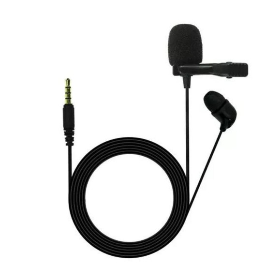 JBL Commercial CSLM20 Auxiliary Omnidirectional Lavalier Microphone, Earphone For calls, Video Conferences, And Monitoring, Black, Small