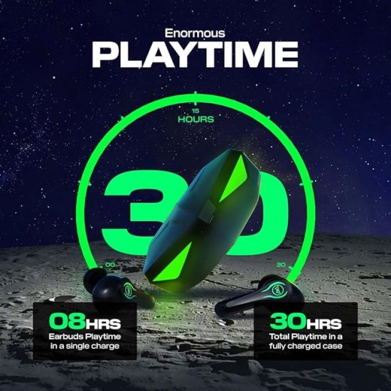 Wings Phantom Truly Wireless in Ear Earbuds with LED Battery Indiacator 50ms Low Latency 40Hrs Playtime, MEMS with Mic, Bluetooth 5.3, IPX5 Resistant, for Best Calling and Designed for Comfort Gaming