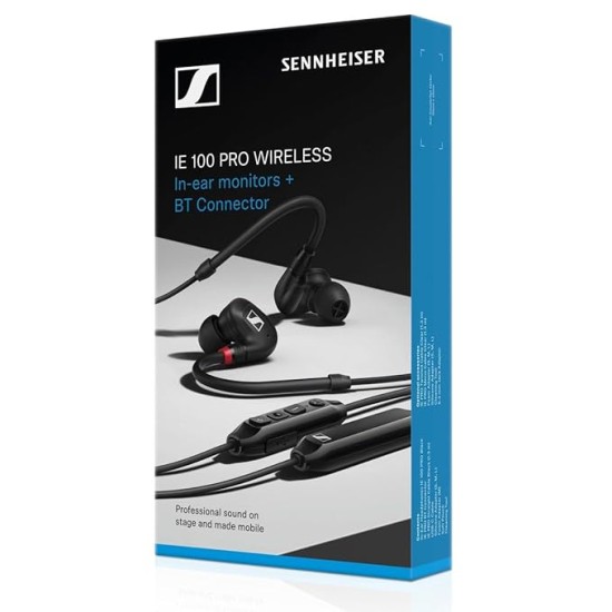 Sennheiser IE 100 PRO Wireless Monitoring Earphone - Black with built-in mic for your mobile phone, PC or tablet. Passive noise cancelling & 10hours battery life