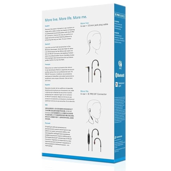 Sennheiser IE 100 PRO Wireless Monitoring Earphone - Black with built-in mic for your mobile phone, PC or tablet. Passive noise cancelling & 10hours battery life