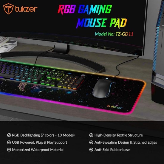 Tukzer RGB RETRO Extended Gaming Mouse Pad, High-Speed Mouse Tracking & Control| with LED Glowing Backlight 13 Lighting Modes| Desk Mat for Computer Laptop Keyboard (795mm x 298mm x 3.45mm, Astronaut)