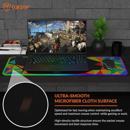 Tukzer RGB RETRO Extended Gaming Mouse Pad, High-Speed Mouse Tracking & Control| with LED Glowing Backlight 13 Lighting Modes| Desk Mat for Computer Laptop Keyboard (795mm x 298mm x 3.45mm, Astronaut)