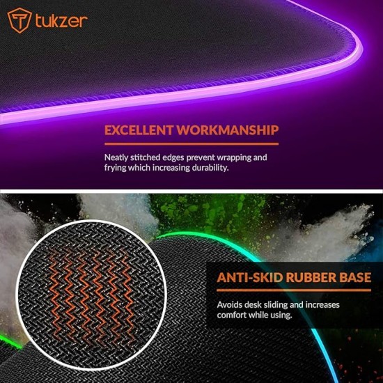 Tukzer RGB RETRO Extended Gaming Mouse Pad, High-Speed Mouse Tracking & Control| with LED Glowing Backlight 13 Lighting Modes| Desk Mat for Computer Laptop Keyboard (795mm x 298mm x 3.45mm, Astronaut)
