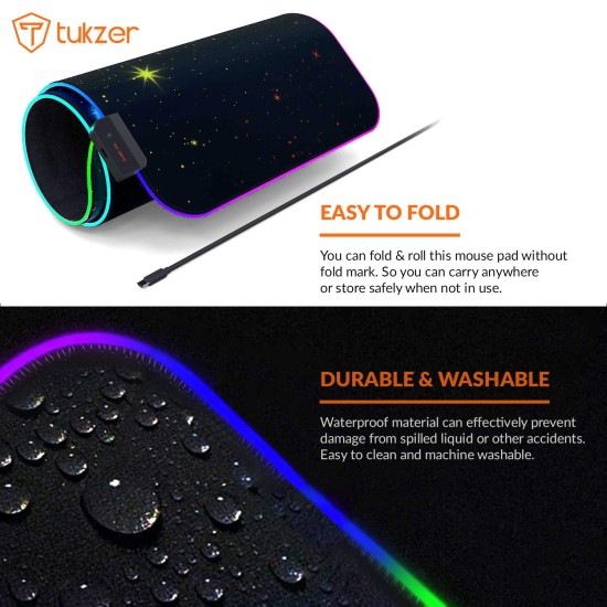 Tukzer RGB RETRO Extended Gaming Mouse Pad, High-Speed Mouse Tracking & Control| with LED Glowing Backlight 13 Lighting Modes| Desk Mat for Computer Laptop Keyboard (795mm x 298mm x 3.45mm, Astronaut)