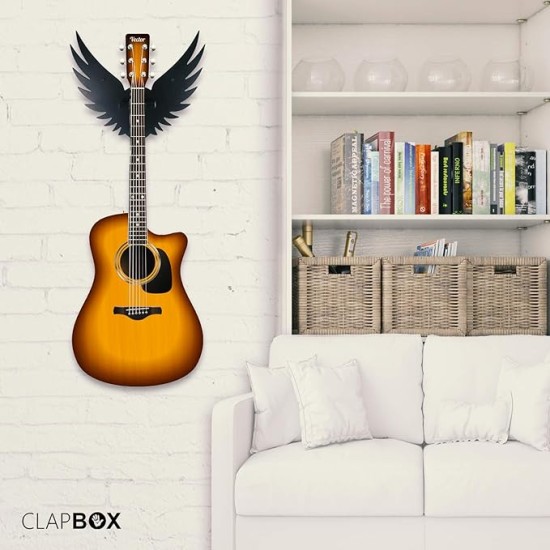 Clapbox Guitar Wall Hanger/Stand - Eagle Wings Design, suitable For Acoustic, Electric Guitars and Ukulele, black (CB-001)