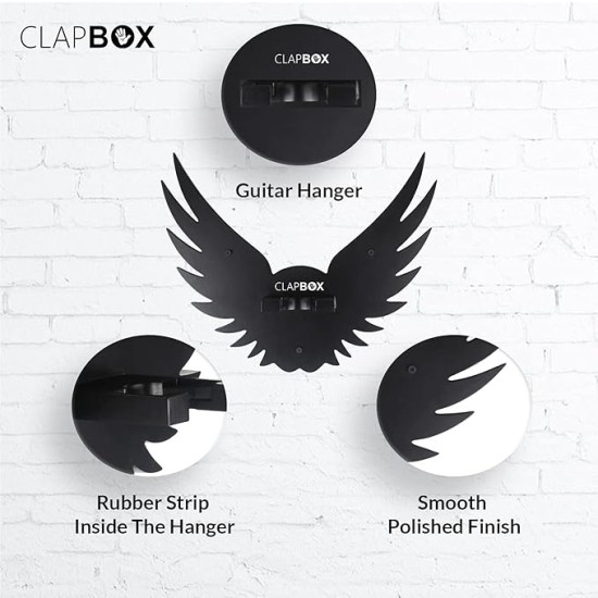 Clapbox Guitar Wall Hanger/Stand - Eagle Wings Design, suitable For Acoustic, Electric Guitars and Ukulele, black (CB-001)