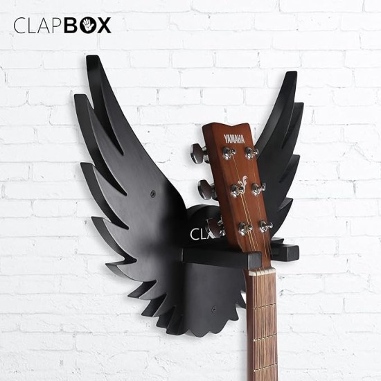 Clapbox Guitar Wall Hanger/Stand - Eagle Wings Design, suitable For Acoustic, Electric Guitars and Ukulele, black (CB-001)