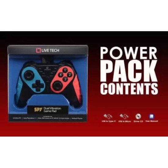 Live Tech Spy Gamepad Controller Joysticks for PC (Windows 7/8/8.1/10) / PS3 / Andriod/Steam Gaming Wired Gamepad with Dual Vibration and 2 Cable Converters Included (Type-C & Micro USB) Live Tech Spy Gamepad Controller Joysticks for PC (Windows 7/8/8.1/10) / PS3 / Andriod/Steam Gaming Wired Gamepad with Dual Vibration and 2 Cable Converters Included (Type-C & Micro USB)