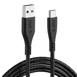 boAt Type C A325/A320 Tangle-Free, Sturdy Type C Cable, Usb Cablewith 3A Rapid Charging & 480 Mbps Data Transmission Speed, Compatible With Smartphones & Tablets 1.5Meter (Black)