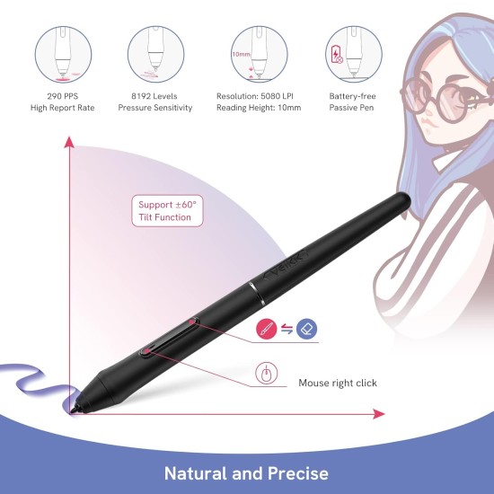 VEIKK VK1060PRO Drawing Tablet,10x6 inch/25.4 x15.24cm Graphic Pen Tablet, 2 Quick Dials,6 Express Keys, Battery-Free Stylus with Tilt Function, Compatible with Win Mac Linux Android OS (8192 Levels)