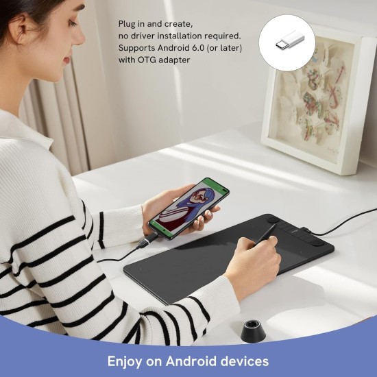 VEIKK VK1060PRO Drawing Tablet,10x6 inch/25.4 x15.24cm Graphic Pen Tablet, 2 Quick Dials,6 Express Keys, Battery-Free Stylus with Tilt Function, Compatible with Win Mac Linux Android OS (8192 Levels)