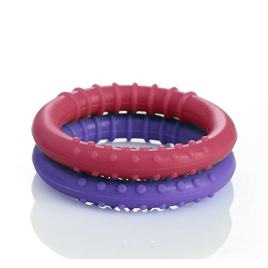 BeeBaby Loops Shape Soft Silicone Teether for 6 to 12 Months with Carry Case, BPA Free Teething Toy for Babies with Textured Surface for Soothing Gums. 100% Food Grade (Loops - Pink_Violet) Pack of 2 BeeBaby Loops Shape Soft Silicone Teether for 6 to 12 Months with Carry Case, BPA Free Teething Toy for Babies with Textured Surface for Soothing Gums. 100% Food Grade (Loops - Pink_Violet) Pack of 2