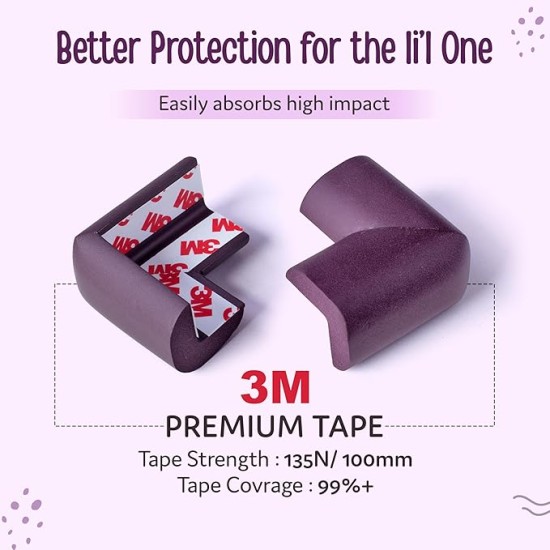 Luvlap Furniture Corner Guard for Baby Safety, 10 Pcs, Pre-Taped 3M Adhesive, Edge Protectors with Childproof Foam Cushions, Baby Proofing, Non Toxic, BPA Free, Brown