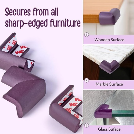Luvlap Furniture Corner Guard for Baby Safety, 10 Pcs, Pre-Taped 3M Adhesive, Edge Protectors with Childproof Foam Cushions, Baby Proofing, Non Toxic, BPA Free, Brown