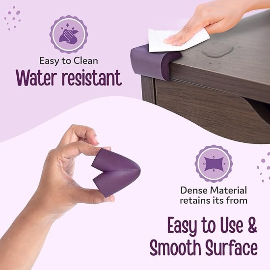 Luvlap Furniture Corner Guard for Baby Safety, 10 Pcs, Pre-Taped 3M Adhesive, Edge Protectors with Childproof Foam Cushions, Baby Proofing, Non Toxic, BPA Free, Brown