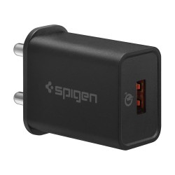 Spigen F111 18 W Single Port Charger Adapter For Cellular Phones With Usb Cable - Black Spigen F111 18 W Single Port Charger Adapter For Cellular Phones With Usb Cable - Black