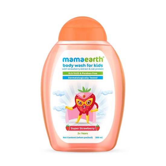 Mamaearth Super Strawberry Body Wash For Kids - 300 ml | Infused with Strawberry and Oat Protein | Gently Cleanses Skin, Dermatologically Tested, SLS/SLES and Paraben Free Mamaearth Super Strawberry Body Wash For Kids - 300 ml | Infused with Strawberry and Oat Protein | Gently Cleanses Skin, Dermatologically Tested, SLS/SLES and Paraben Free
