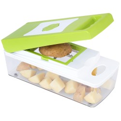 Solimo 11-in-1 Stainless Steel Multipurpose Vegetable and Fruit Chopper, Green