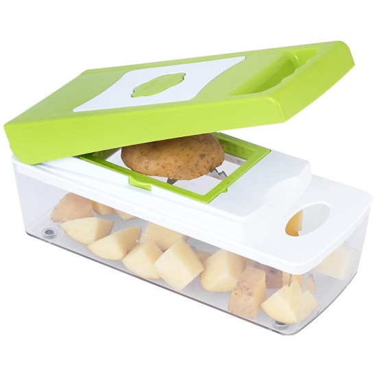 Solimo 11-in-1 Stainless Steel Multipurpose Vegetable and Fruit Chopper, Green