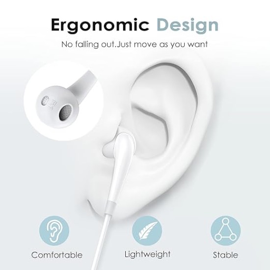 Oraimo in-Ear Wired Earphones | 1.2m Cable | 3.5mm Jack | Airing Design (White Color)