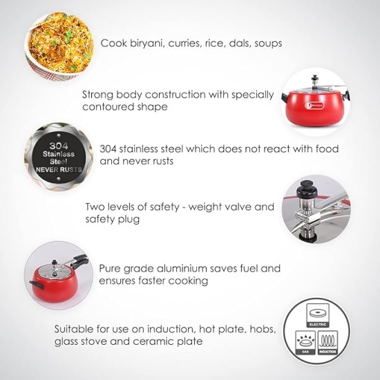 Wonderchef Regalia Pressure Cooker Inner Lid_Red_5L