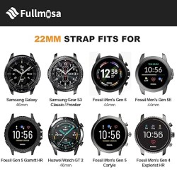 Fullmosa 22mm Watch Bands Compatible with Samsung Galaxy Watch 46mm/Samsung Gear S3 Classic, Huawei Watch GT 2 46mm, White & Black Fullmosa 22mm Watch Bands Compatible with Samsung Galaxy Watch 46mm/Samsung Gear S3 Classic, Huawei Watch GT 2 46mm, White & Black