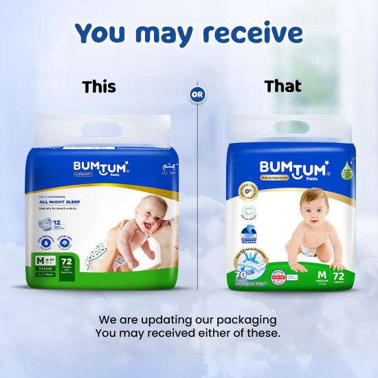 Bumtum Baby Diaper Pants, XL Size, 54 Count, Double Layer Leakage Protection Infused With Aloe Vera, Cottony Soft High Absorb Technology (Pack of 1) Bumtum Baby Diaper Pants, XL Size, 54 Count, Double Layer Leakage Protection Infused With Aloe Vera, Cottony Soft High Absorb Technology (Pack of 1)