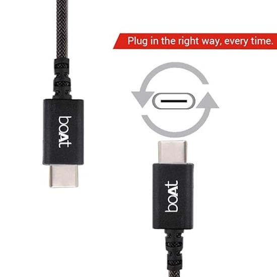 boAt Type-C A400 | Type-C to USB A 2 Mtrs USB Cable| 3A Fast Charging & 480mbps Data Transmission | Compatible for all Smartphones & Tablets (Black), 2M